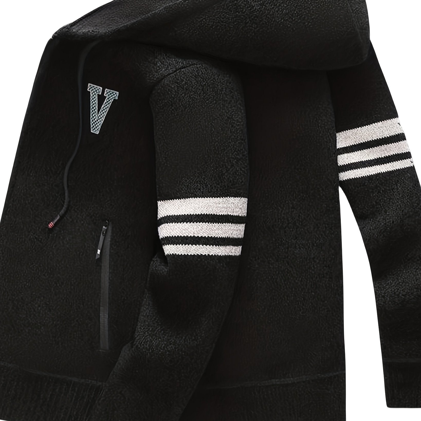 Cardigan in pile a righe da uomo Valstrend, con cappuccio, zip, tasche e vestibilità comoda, ideale per autunno e inverno outdoor.