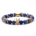 Bracciale in pietra naturale con micro corona in rame e zirconi bianchi, gioielli Valstrend con perle e dettagli eleganti