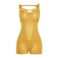Shorts casual da donna Valstrend, shorts one-piece comodi e alla moda, in tessuto leggero e colore neutro, vista frontale.