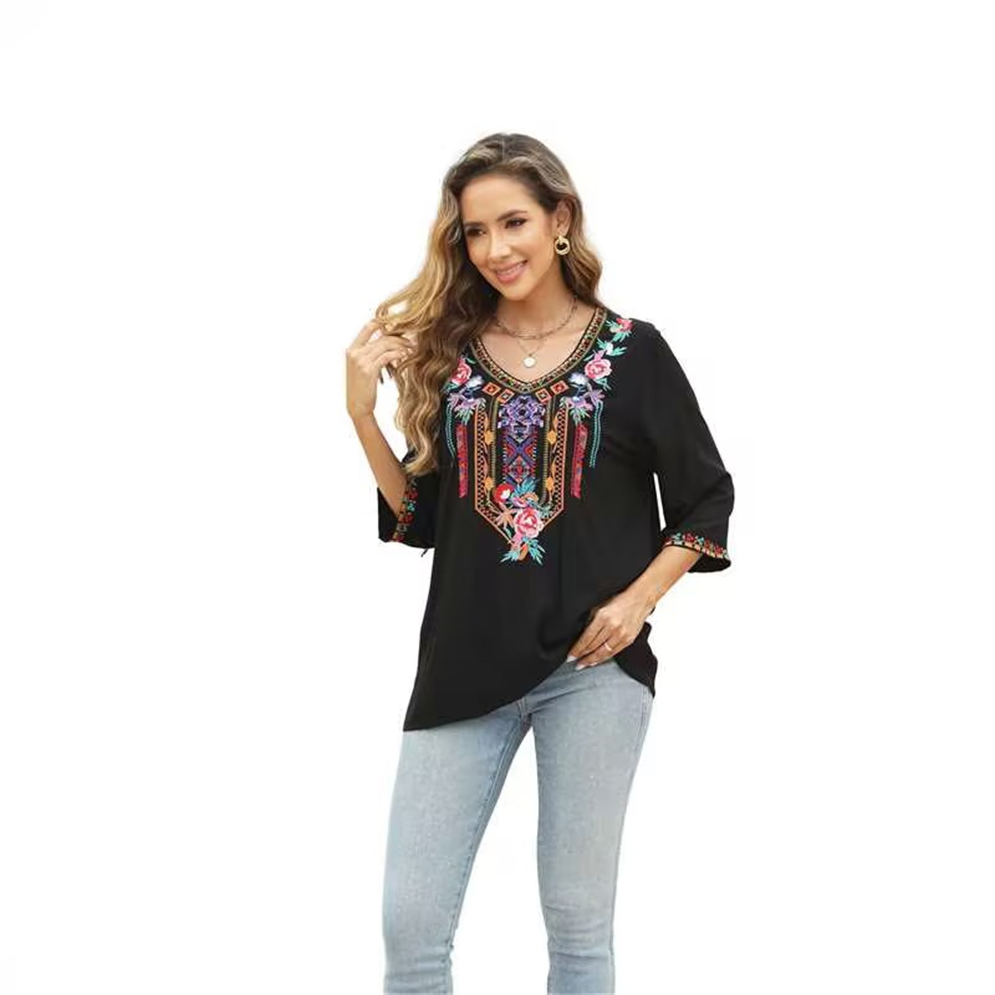 Top casual da donna Valstrend con ricami, tessuto morbido e stile elegante, ideale per look informali e alla moda.