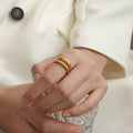 Anello twist doppio strato lucido Valstrend, stile europeo e americano, con apertura, gioiello alla moda e versatile.