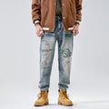 Pantaloni casual da uomo Valstrend in denim americano, larghi e dritti, stile relax con tasche frontali e vita elastica.