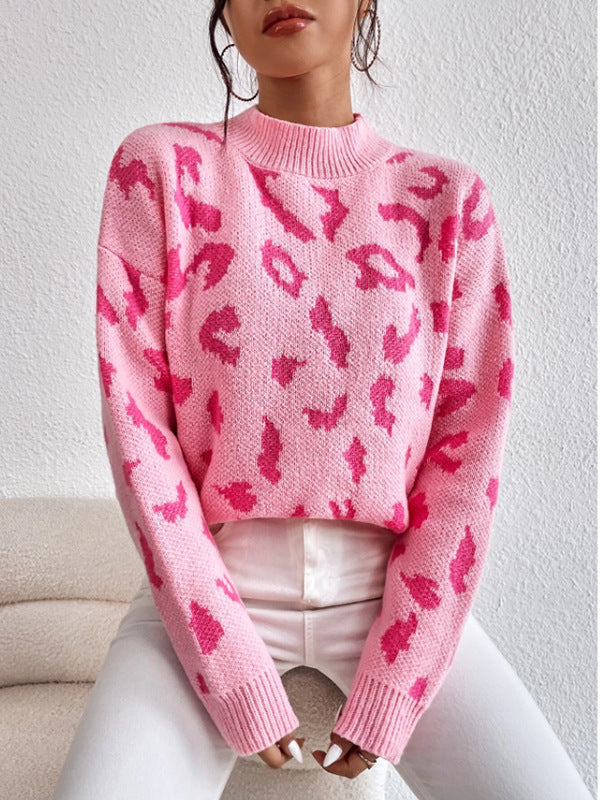 Top jacquard leopardato in stile primavera e autunno Valstrend, tessuto elegante e alla moda, visibile in dettaglio nell’immagine.