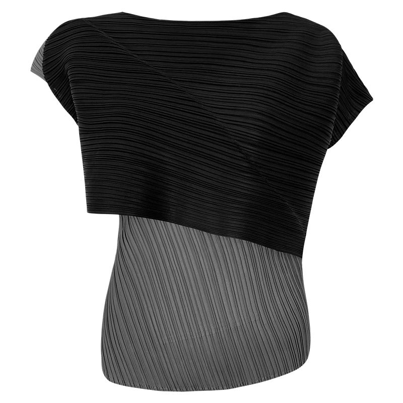 T-shirt da donna Valstrend, maglietta a maniche lunghe primavera/autunno con design irregolare e abbinamenti di colori alla moda