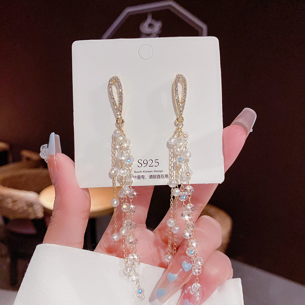 Orecchini in argento sterling con perle di lusso, design elegante e raffinato, con dettagli delicati e stile di lusso di Valstrend shop
