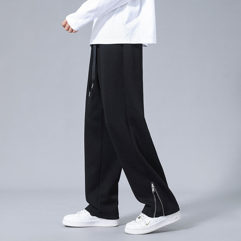 Pantaloni dritti da uomo Valstrend Shop in felpa pesante stile americano, pantaloni sportivi comodi e casual, colore grigio scuro.