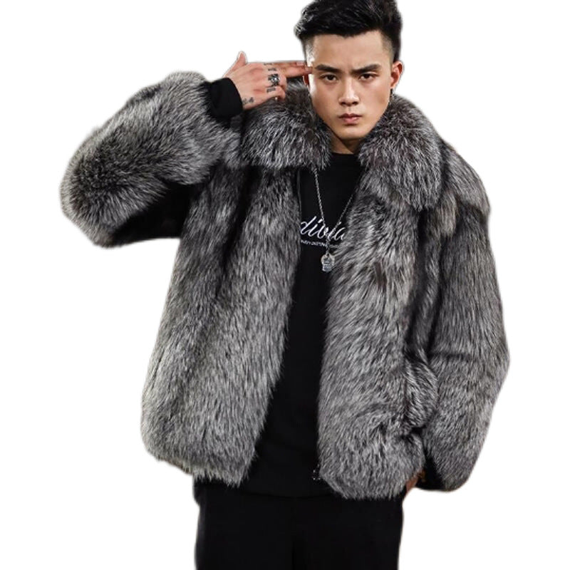 Giacca casual calda in pelliccia sintetica di volpe, stile casual, con dettagli morbidi e pelliccia finta, marca Valstrend.