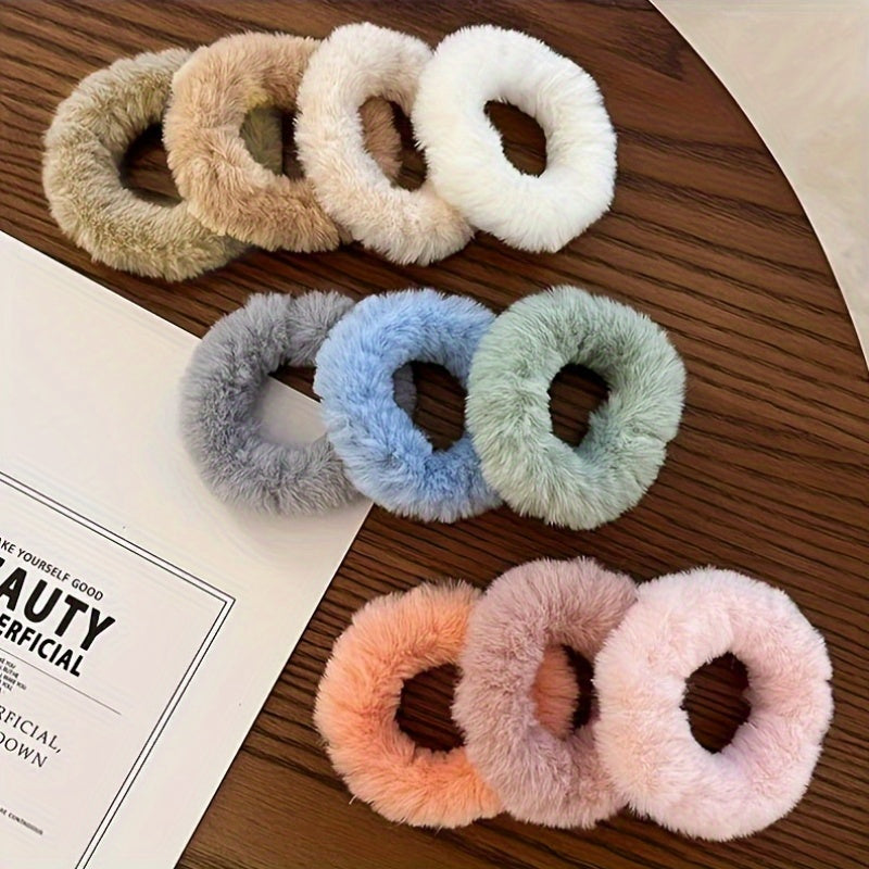 Set da 10 elastici per capelli in flanella Valstrend, colorati, morbidi, con design a foro, ideali per acconciature quotidiane e feste.