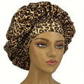 Coppola di seta leopardata Valstrend per donna, morbida, con elastico ampio, ideale per capelli secchi e ricci.