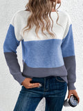 Maglione donna Valstrend a collo rotondo con spacchi, maglia morbida e rilassata, splicing, stile casual e comodo.