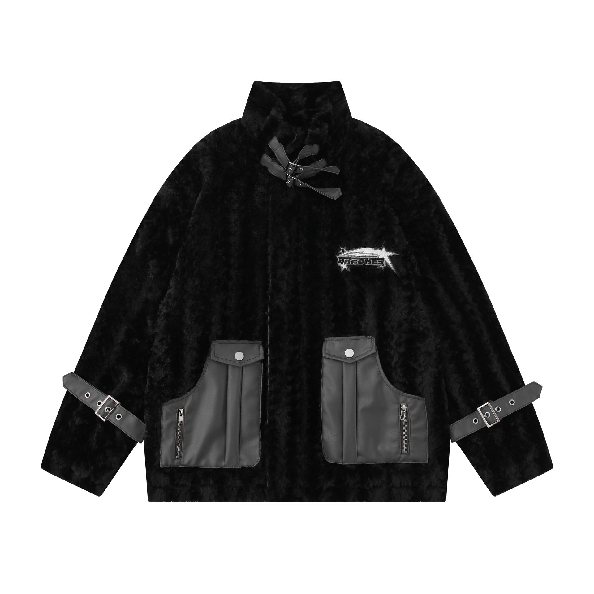 Thickened Motorcycle Lamb Wool Coat For Men