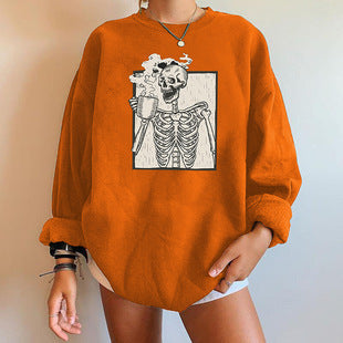 Maglione da donna a maniche lunghe con stampa europea e americana, collo rotondo, taglia plus, ideale per autunno e inverno, Valstrend