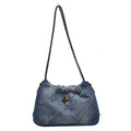 Denim Women's Bag Denim Blue Woven Chain Messenger Bag Rhombic Embroidery Thread