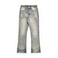 Distressed Scratches Denim Straight-leg Pants Men