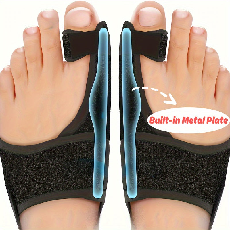 2 pcs toe separators, built-in metal plate, solid and straight, mercerized cotton&sponge composite fabric material, breathable and not stuffy, support day/night use