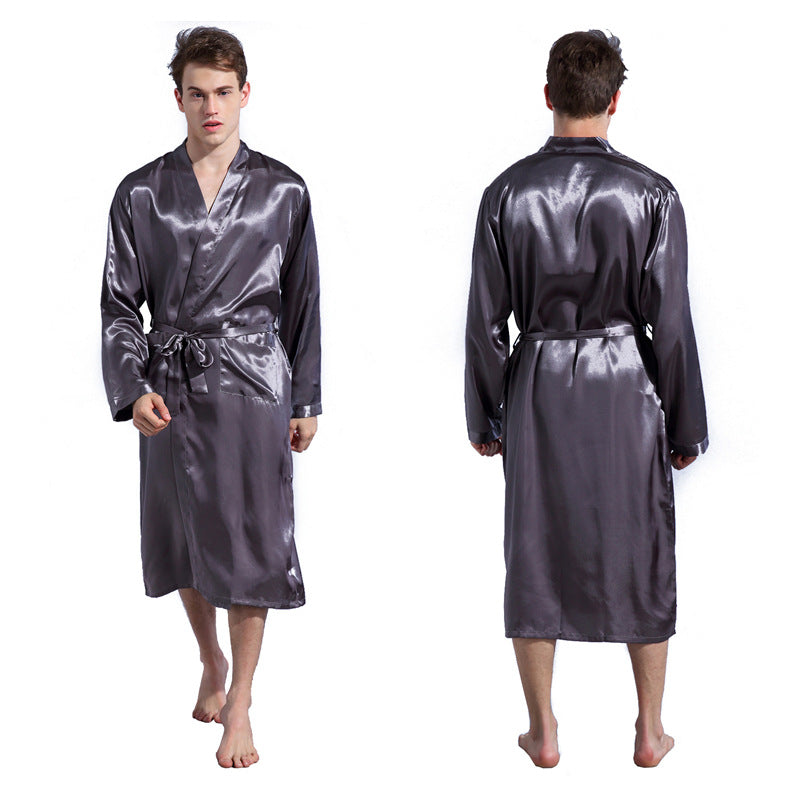 Accappatoio da uomo Valstrend in tessuto sottile, colore solido, comodo e leggero, ideale per il relax e il comfort quotidiano.