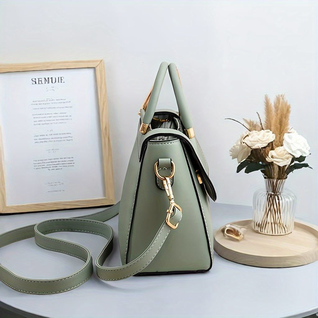 Borsa tote donna Valstrend, grande capacità, tracolla regolabile, chiusura magnetica, pelle sintetica resistente alle macchie, in khaki.