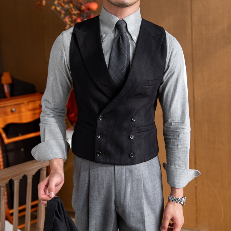 High-quality Banquet Suit Collar Double-breasted Vest