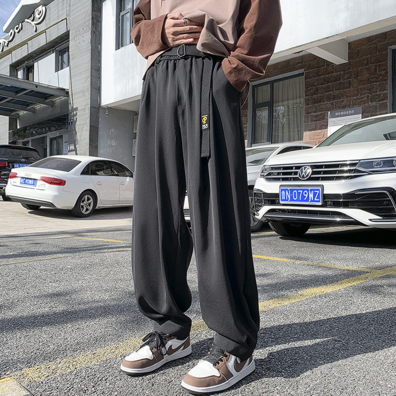 Pantaloni uomo retrò con cintura elastica larga, stile vintage, in tessuto morbido, marca Valstrend shop.