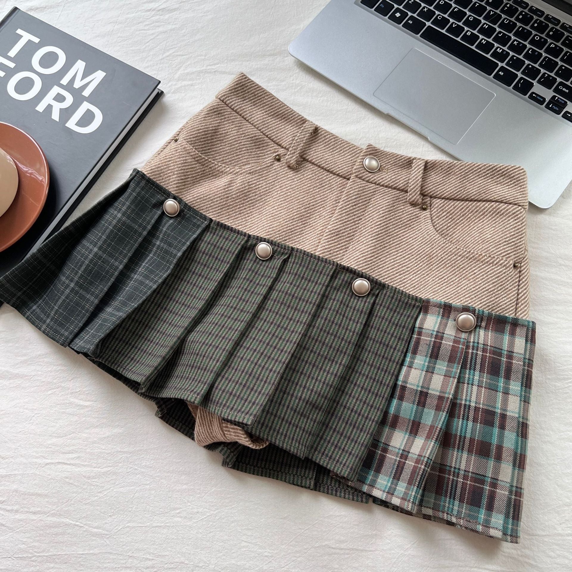 Gonna a vita alta da donna Valstrend, gonna a quadri retrò americana con cuciture, stile vintage e tessuto a quadri colorati