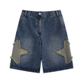 Shorts in denim con patch a stella stile American High Street, marchio Valstrend Shop, con tasche e dettagli alla moda.
