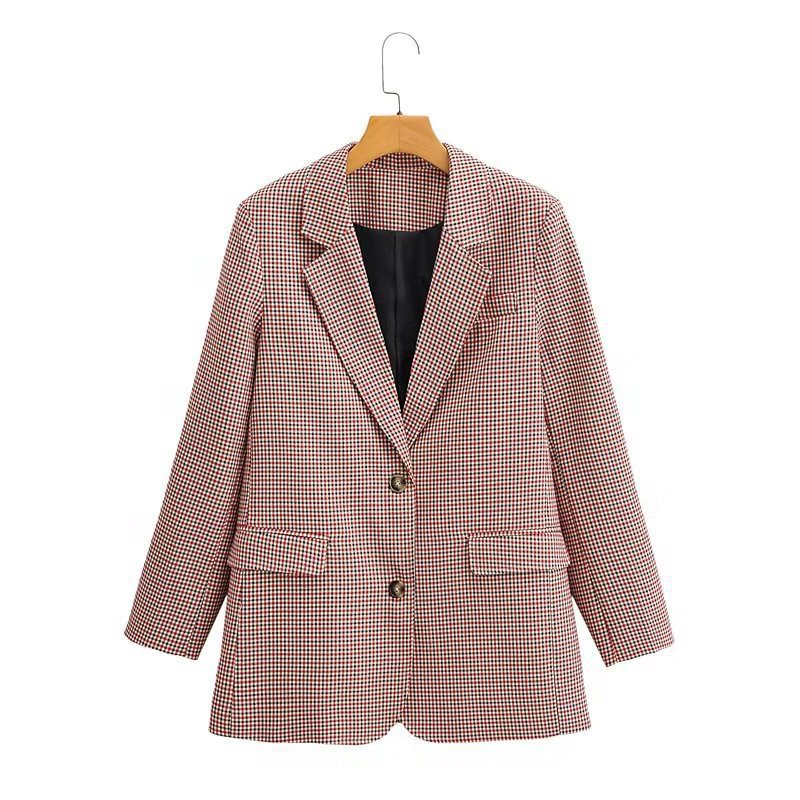 Colletto da completo in stile scozzese, cappotto casual a maniche lunghe Valstrend, tessuto plaid e taglio elegante.