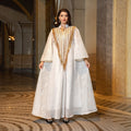 Abito da sera festival arabesco Valstrend, tessuto a rete con ricami e paillettes, elegante vestito medio orientale con dettagli ricamati.