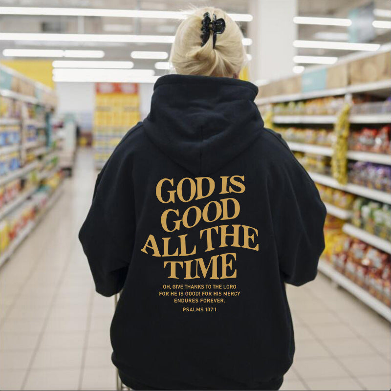 Felpa con cappuccio unisex Valstrend con lettering slogan, tasca a marsupio e coulisse, tessuto felpato morbido.