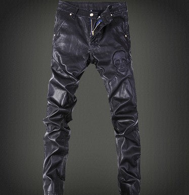 Pantaloni in pelle nera da uomo per autunno e inverno, performance, stile elegante, marca Valstrend.