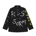 Impermeabile da uomo Valstrend con stampa graffiti di lettere, cappotto trench leggero e alla moda con design colorato.