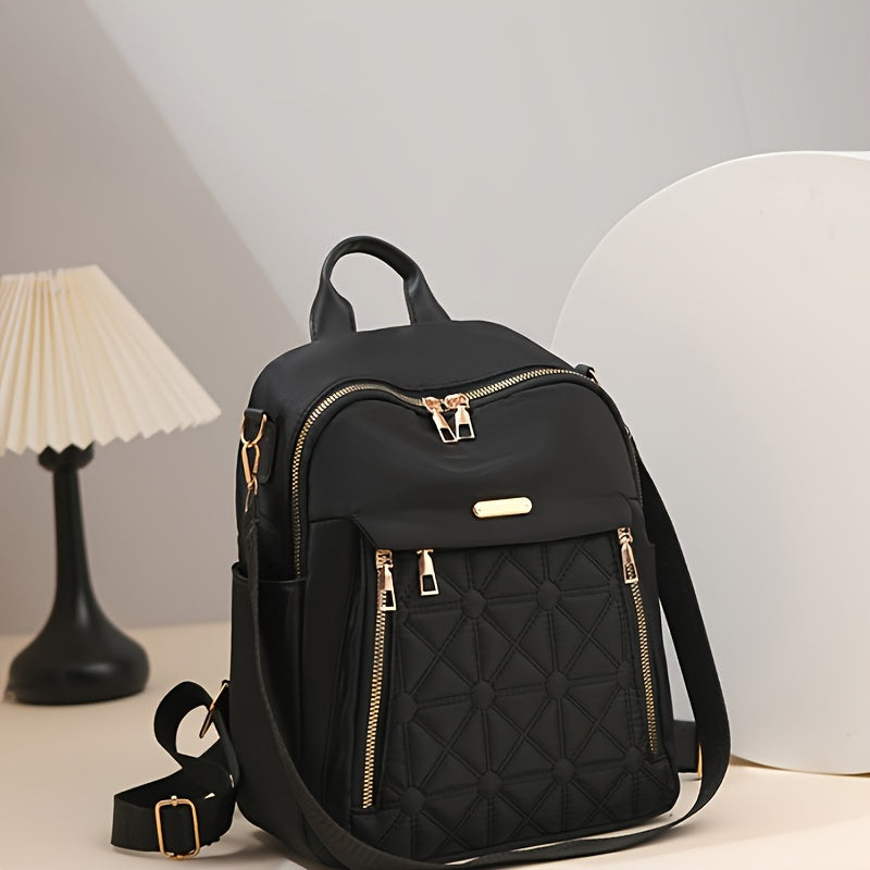 Zaino Valstrend in nylon con design trapuntato elegante, grande capacità, molte zip, ideale per uso quotidiano, viaggio e outdoor.