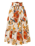 Women's Pleated Floral Print Elastic Waist Skirt