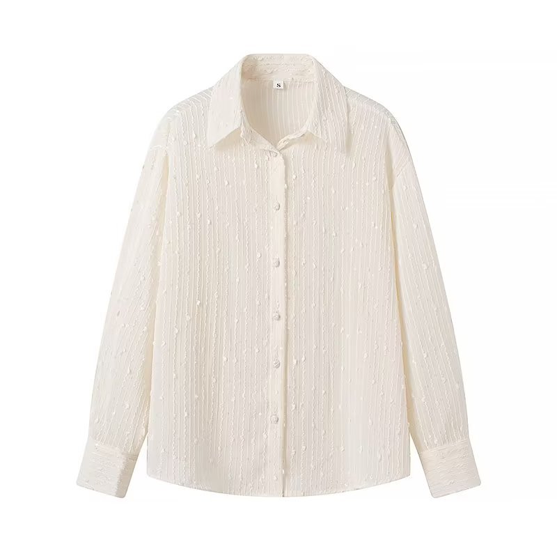 Camicia invernale da donna Valstrend, stile moda, a maniche lunghe, tessuto jacquard largo e morbido, ideale per l'inverno.