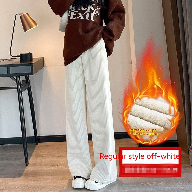 Pantaloni larghi in pelle di agnello spessa da donna, stile autunno/inverno, marca Valstrend, vestibilità comoda e rilassata