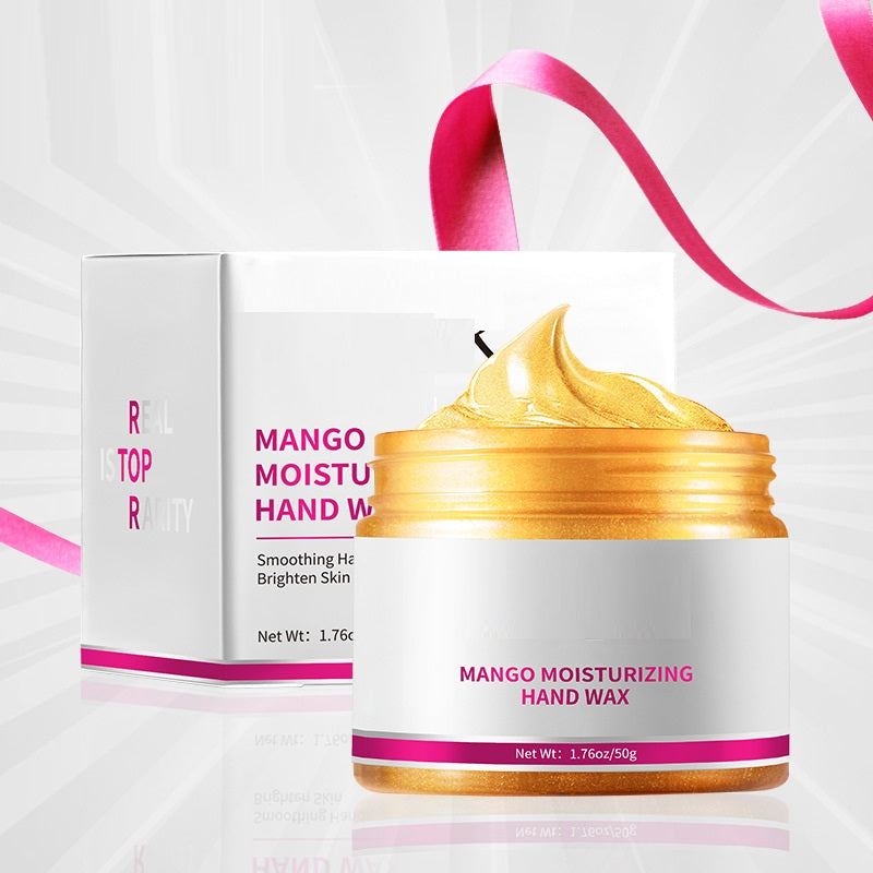 Maschera per le mani universale Valstrend, crema nutriente per uomini e donne, con estratti di mango, visibile in contenitore.
