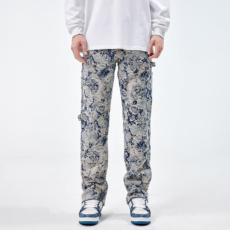 Pantaloni in denim jacquard larghi e casual per ragazzi, stile alla moda, marca Valstrend shop, tessuto morbido e confortevole