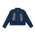 Giacca e pantaloni in denim Valstrend con design doppio strato, stile corto, blusa e pantaloni abbinati, moda casual e moderna.