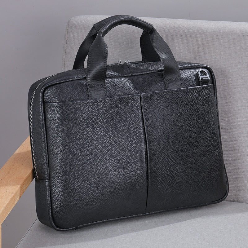 Valstrend borsa uomo in pelle vera, grande capacità, tracolla orizzontale, con spazio per computer, pelle di primo strato.