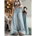 Denim Straight-leg Pants High Waist Loose And Slimming Drape Mop Wide Leg Pants