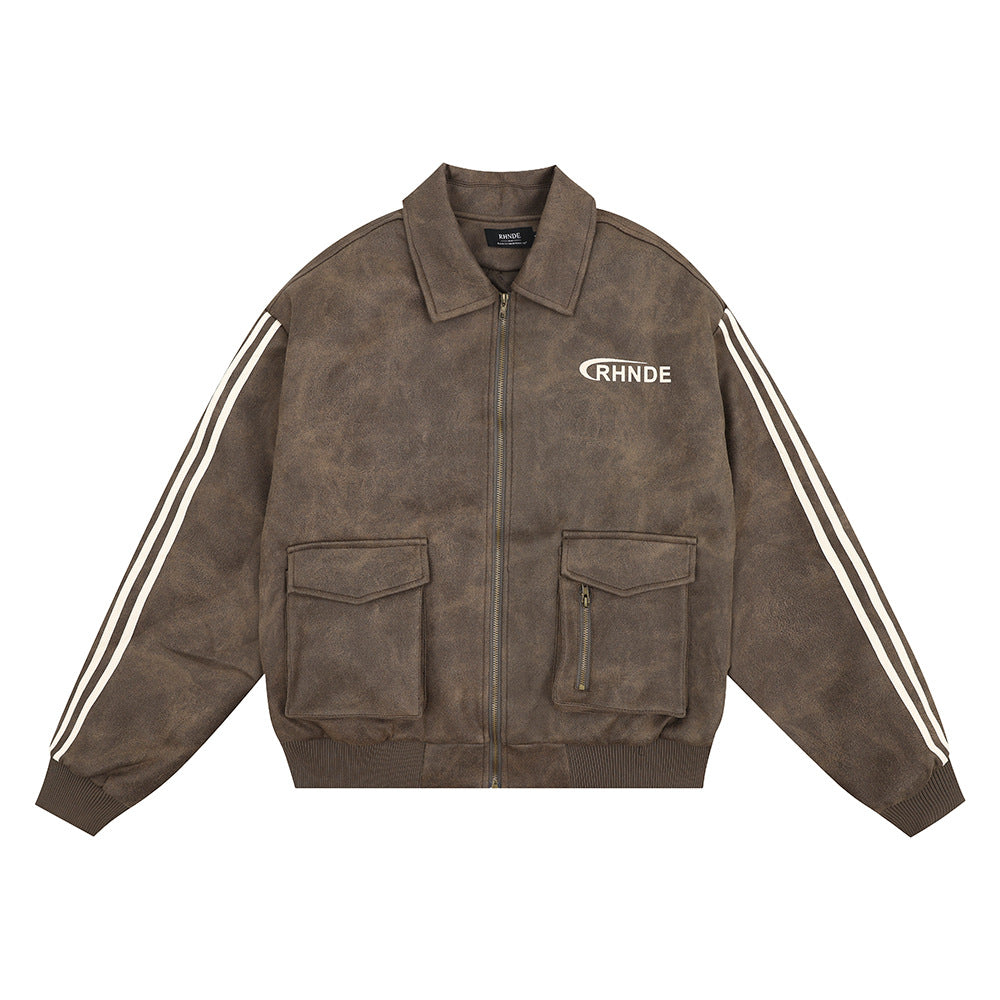 Giacca da uomo Valstrend in pelle PU con revers, stile classico, vista frontale su sfondo neutro
