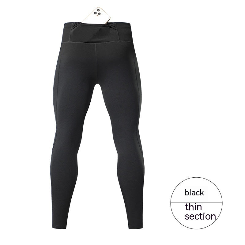 Pantaloni da uomo Valstrend, pantaloni da corsa e allenamento compressi, con tasca sulla schiena e tessuto rapido-drying, per attività outdoor.