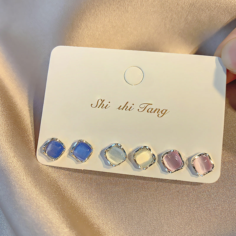 Opal Color Earrings Female Minority Simple