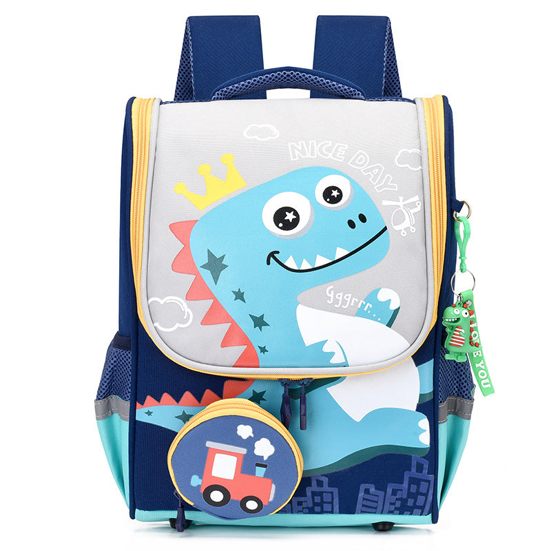 Zaino per bambini Valstrend con disegno di dinosauro cartone animato, spazioso e resistente, ideale per scuola e attività quotidiane.
