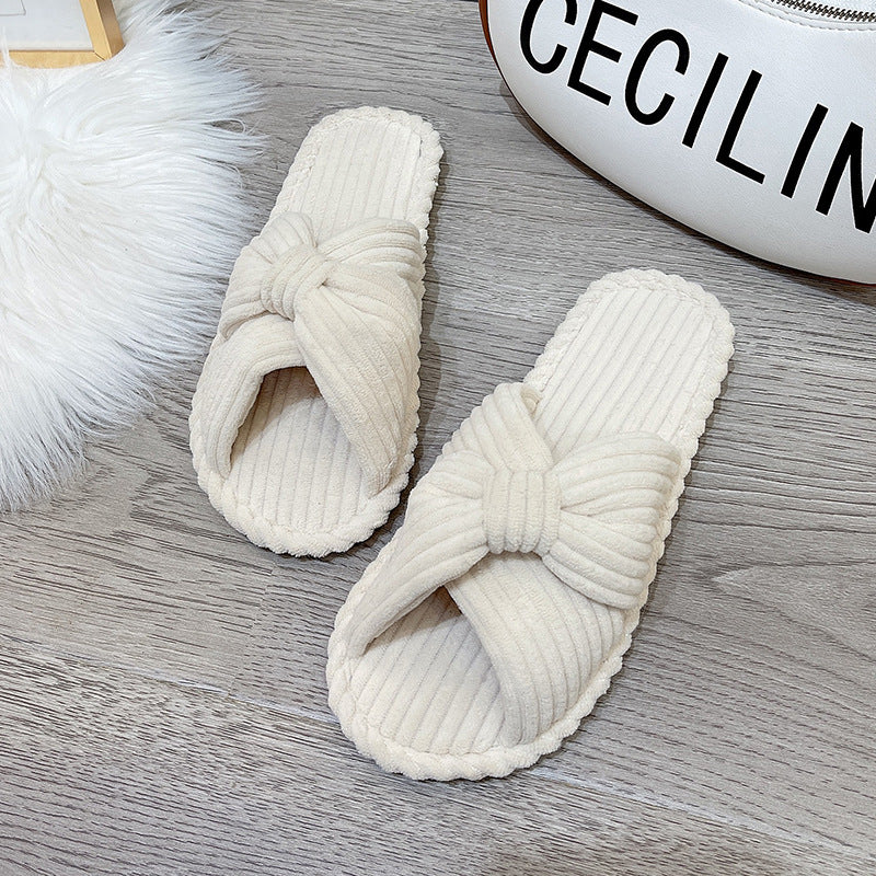 Ciabatte da casa Valstrend in cotone e lino, morbide e confortevoli con suola morbida, ideali per il comfort domestico.