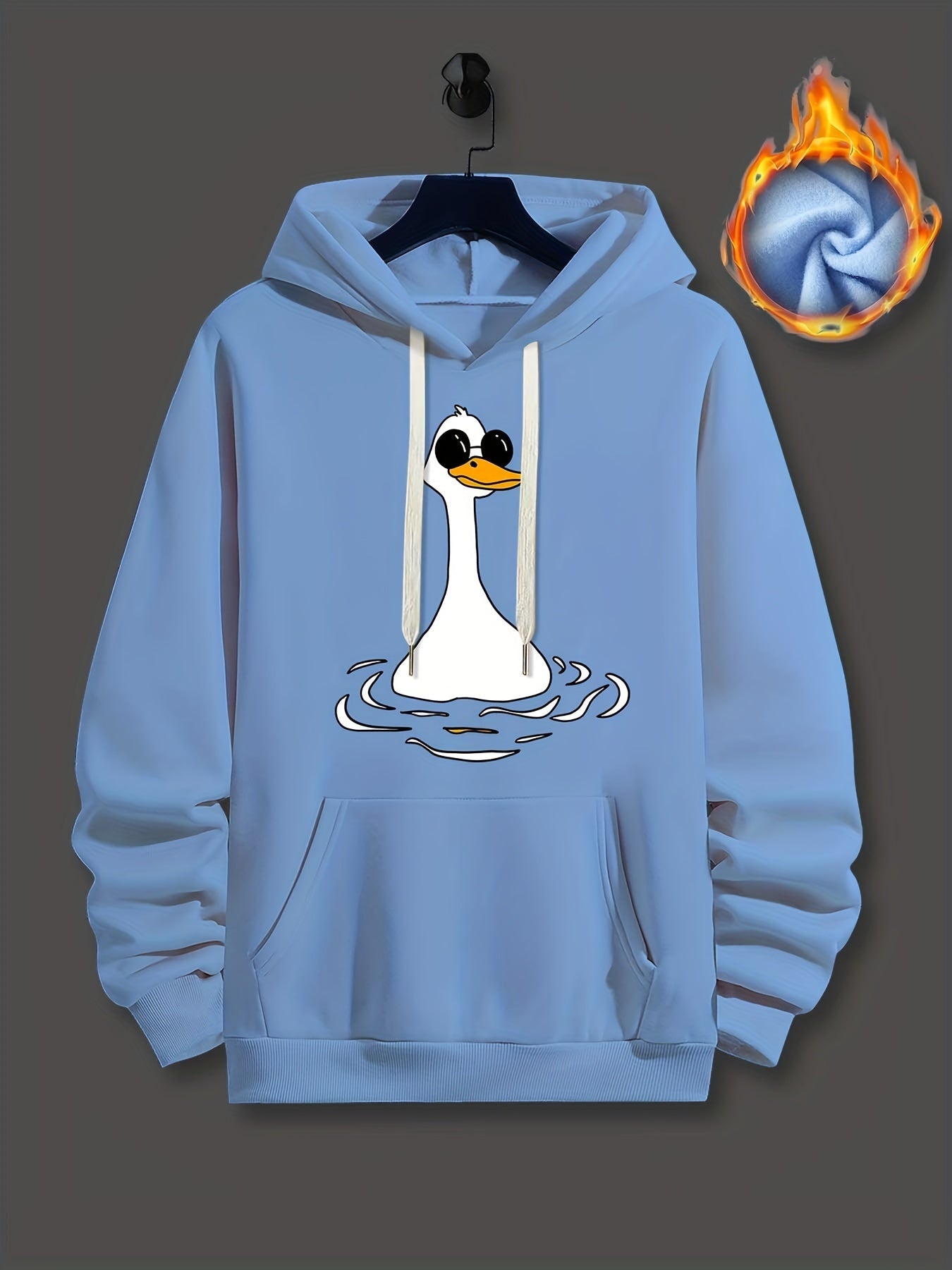 Felpa con cappuccio Valstrend con stampa di oche con occhiali da sole, casual e alla moda, ideale per primavera, uomo.