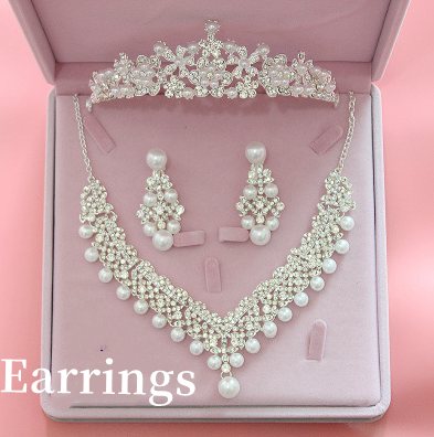 Set di gioielli nuziali Valstrend con tre pezzi di collana per matrimonio con perle e corona grande, accessori da sposa coreani.