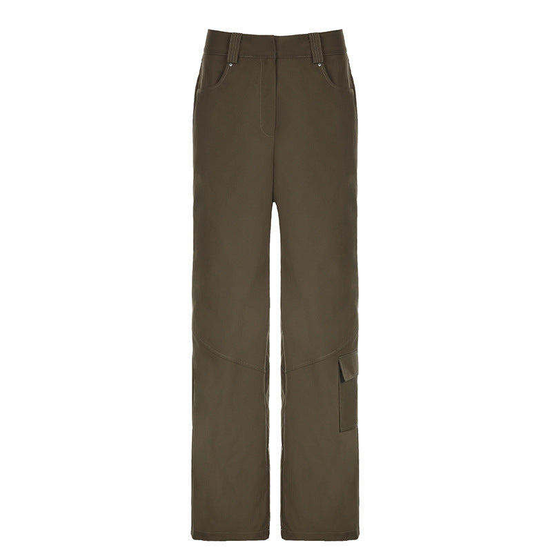 Pantaloni casual donna Valstrend in stile street, colore solido, con tasche asimmetriche e vestibilità ampia.