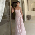 Elegant Embroidered Slim Suspender Dress