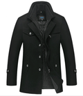 Giacca da uomo Valstrend windbreaker autunnale e invernale, cappotto spesso con colletto in cotone e lana, stile casual business