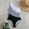 Costume intero da donna Valstrend con patchwork a contrasto di colori, tessuto elastico e design alla moda.